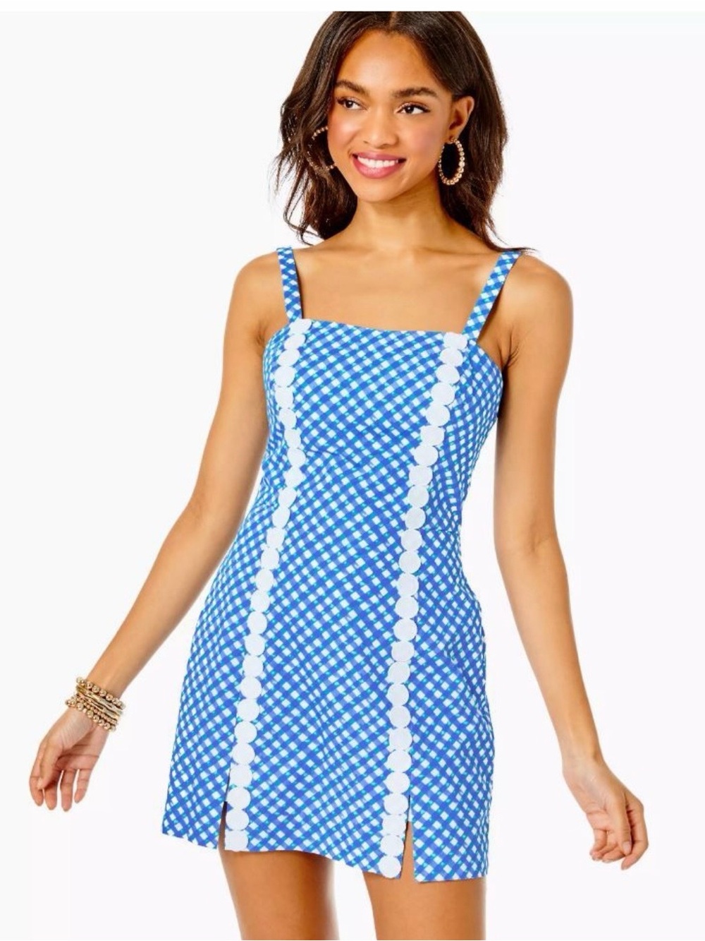 Lilly Pulitzer Blue and White Check Spaghetti-Strap Sundress